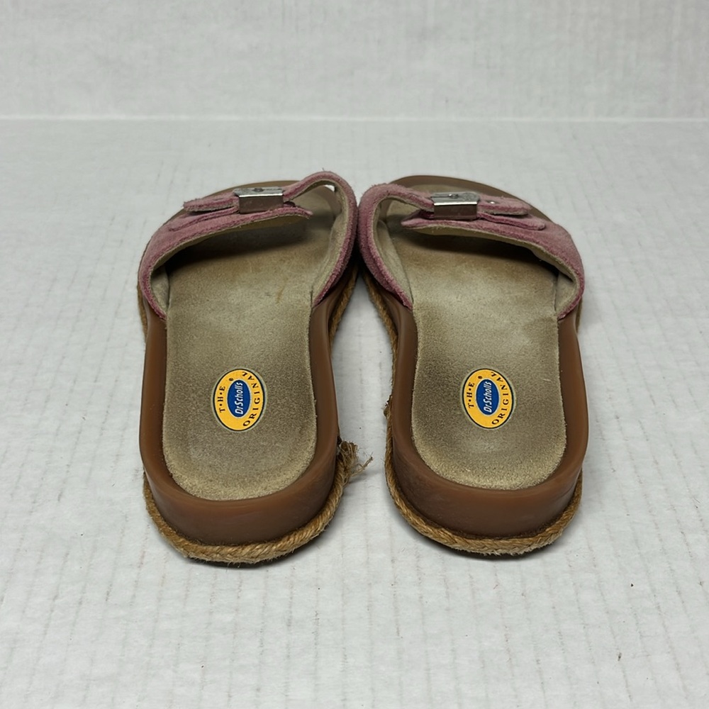 Heaven Dr. Scholl’s Pink Suede buckle Espadrille Slides Vintage Y2K Sandals sz 6 - Picture 6 of 12